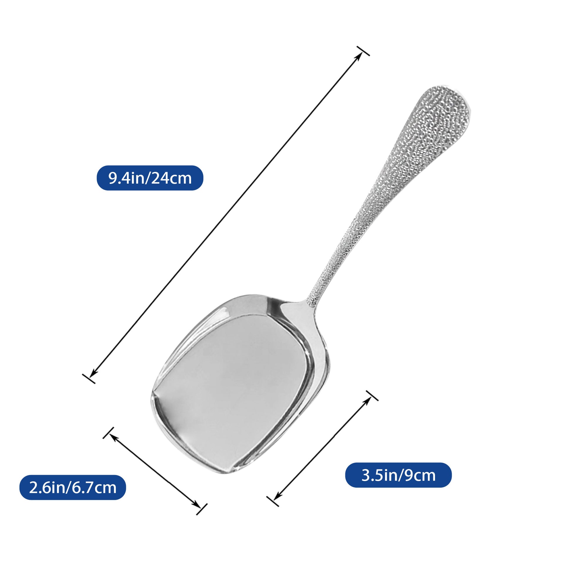 IMEEA Stainless Steel Large Serving Spoon showcasing its 9.4-Inch Length × 2.6-Inch Width size