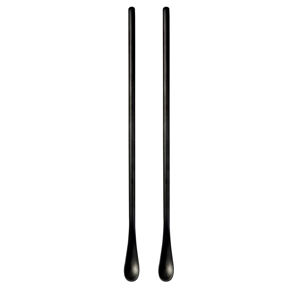 IMEEA Black Long Handled Teaspoons SUS304 Stainless Steel Set of 2