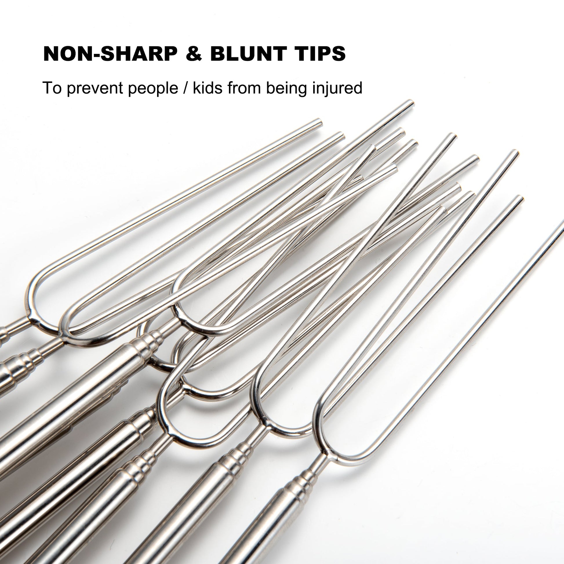 Marshmallow Roasting Sticks with non-sharp blunt tips designed for safer roasting and comfortable use