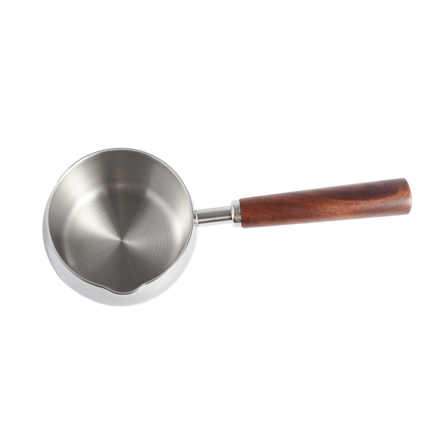 Heating milk in IMEEA 16.9oz stainless steel butter warmer with wooden handle