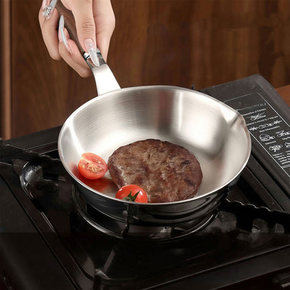 IMEEA Mini Omelet Pan – 3-Layer Stainless Steel Egg Pan with Wood Handle (5.9")
