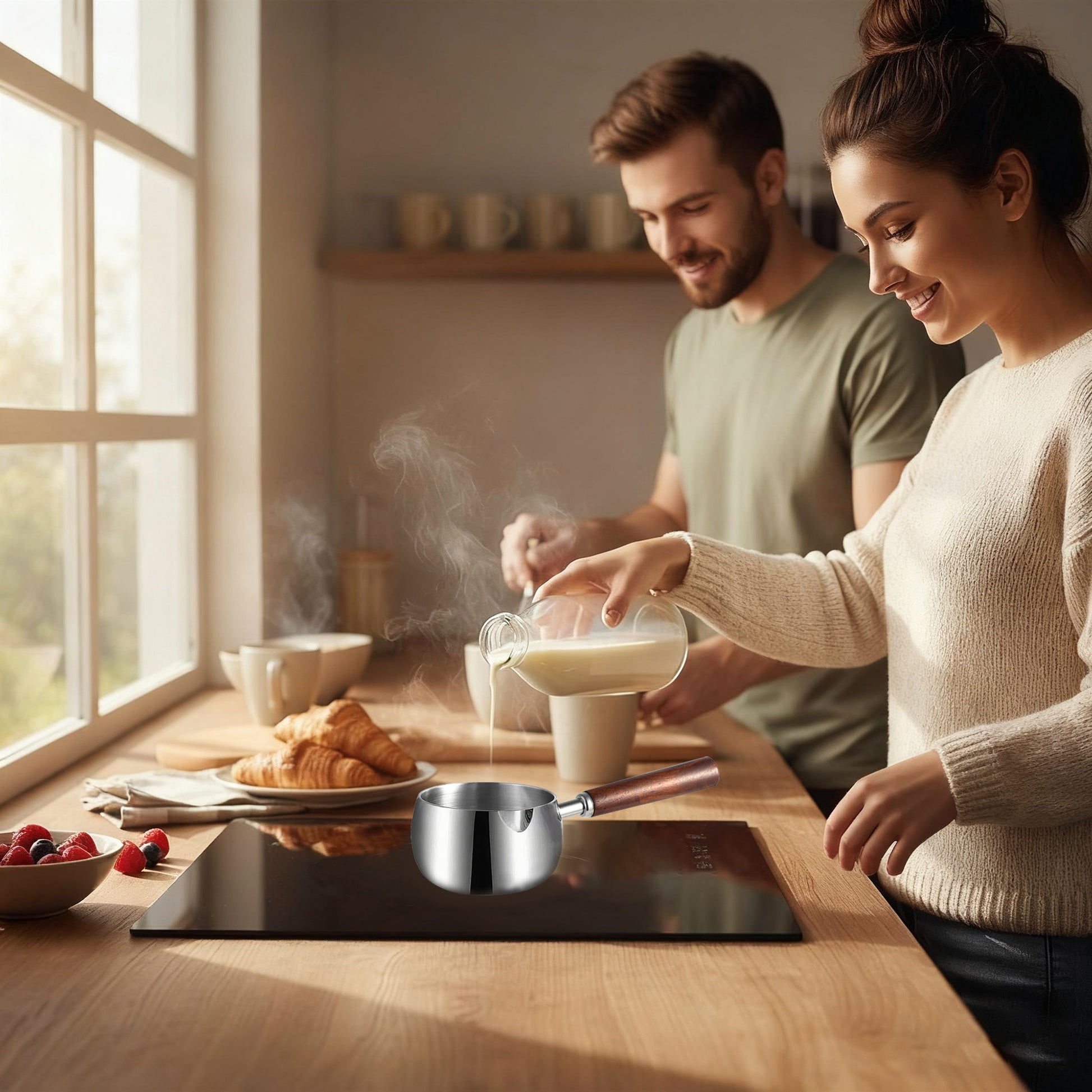 Melting butter in IMEEA mini butter warmer, heat-resistant 3-layer stainless steel pot