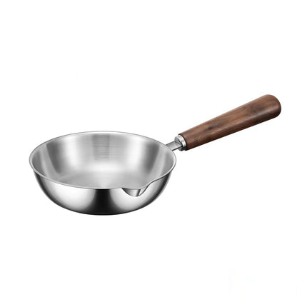 IMEEA Stainless Steel Mini Frying Pan with wooden handle and compact design for everyday cooking