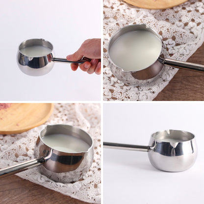 IMEEA Mini Saucepan multi angle view showing stainless steel construction and long handle design