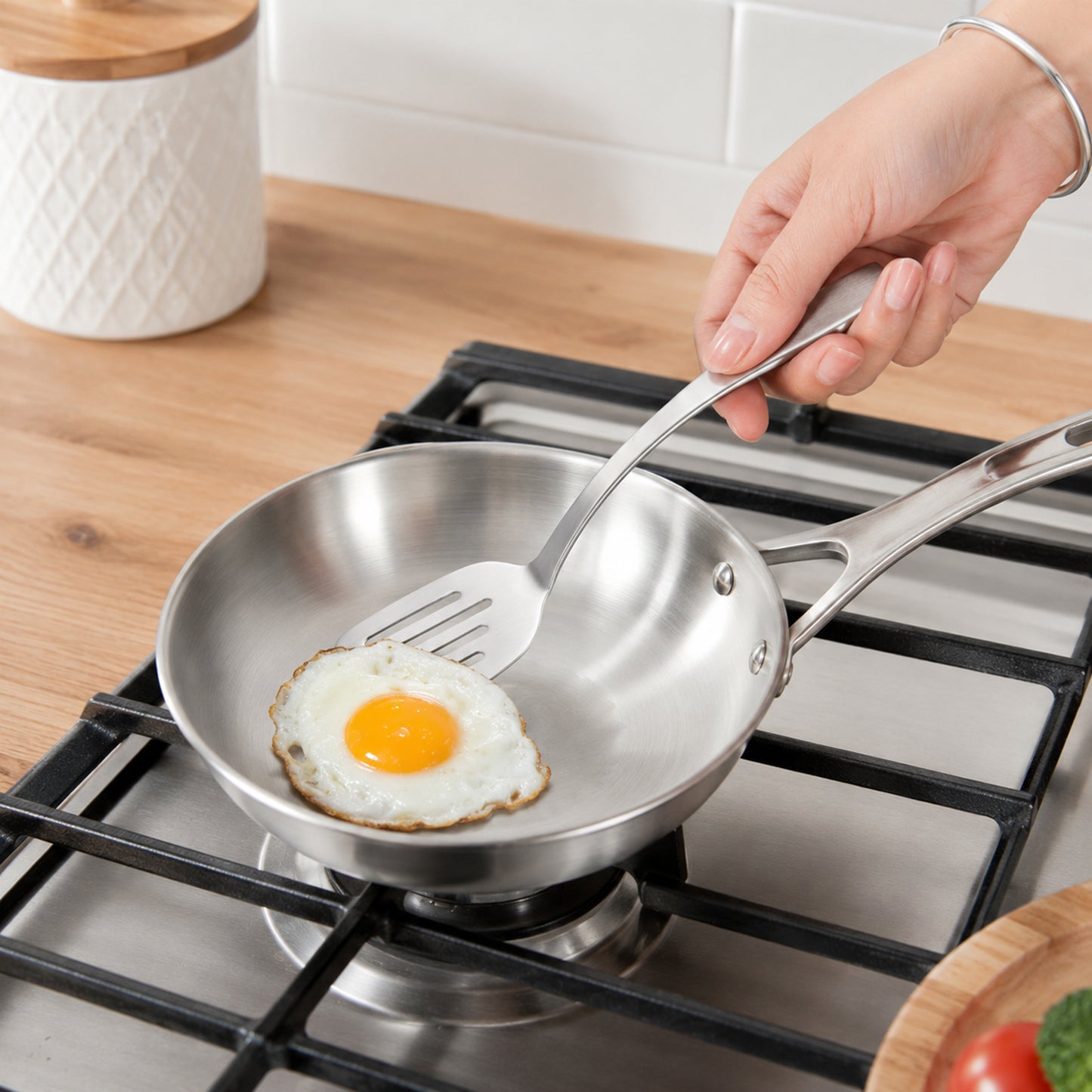 SUS304 Stainless Steel Mini Serving Spatula 9.5inch flipping egg in small frying pan
