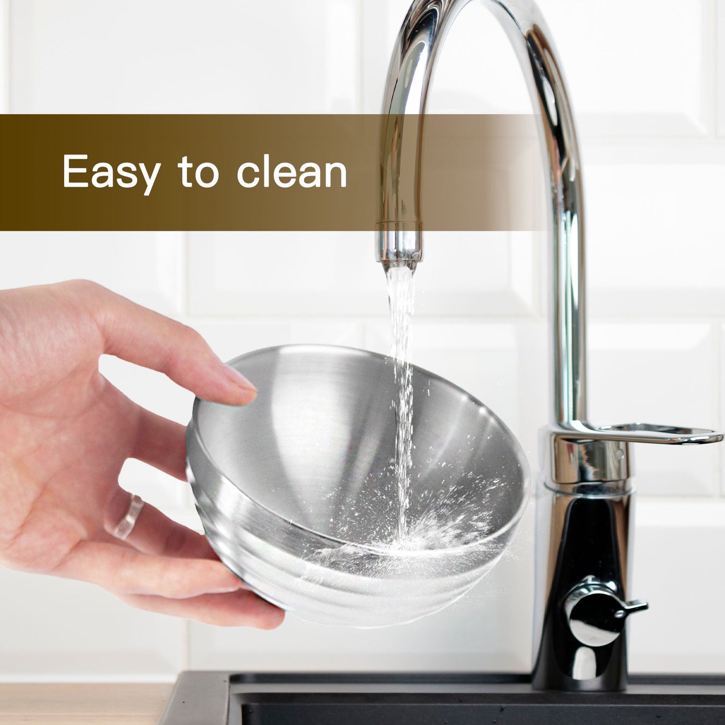 IMEEA Double Wall SUS304 Stainless Steel Soup Bowl with smooth surface for easy cleaning