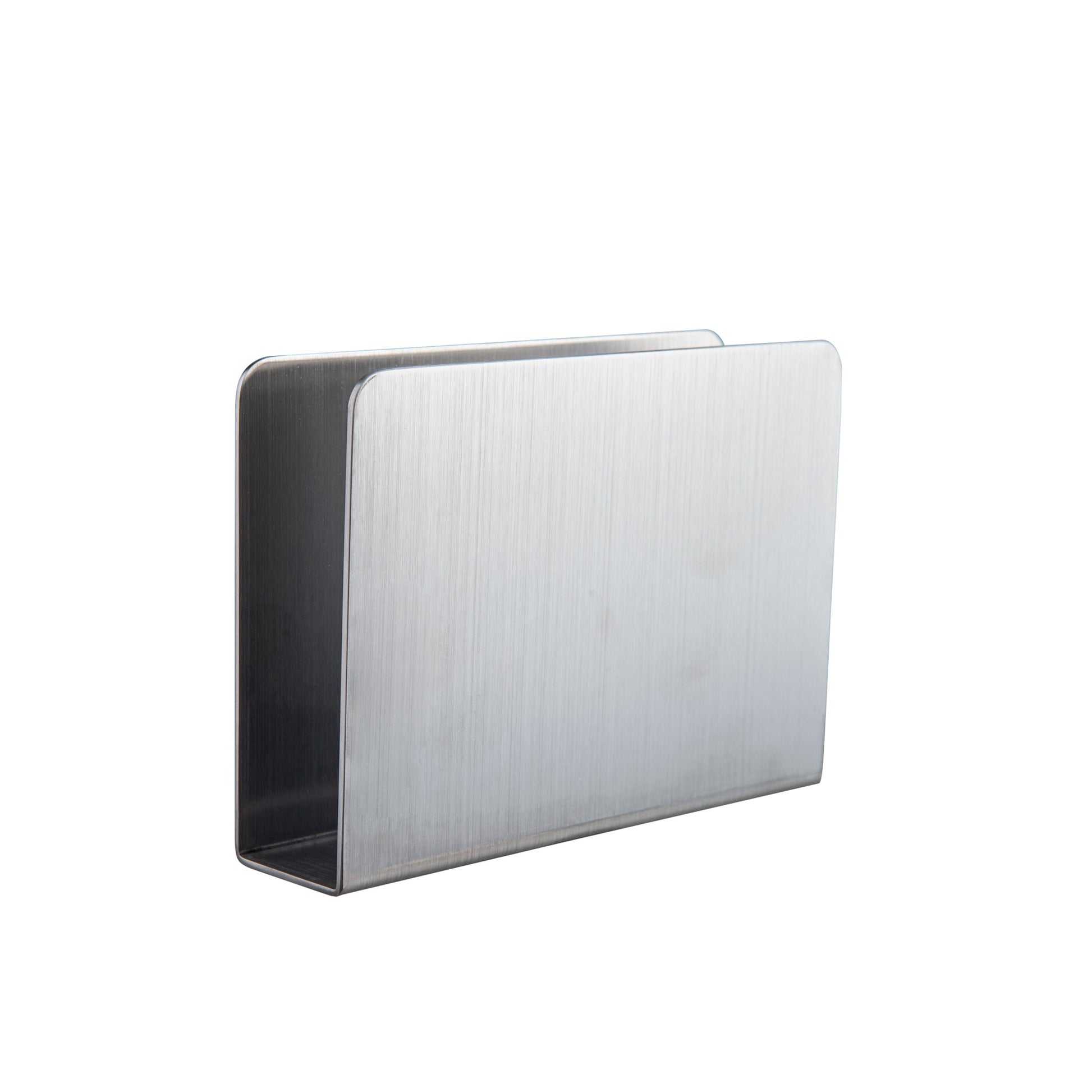 Stainless Steel Cocktail Napkin Holder angled view showing modern rectangular design