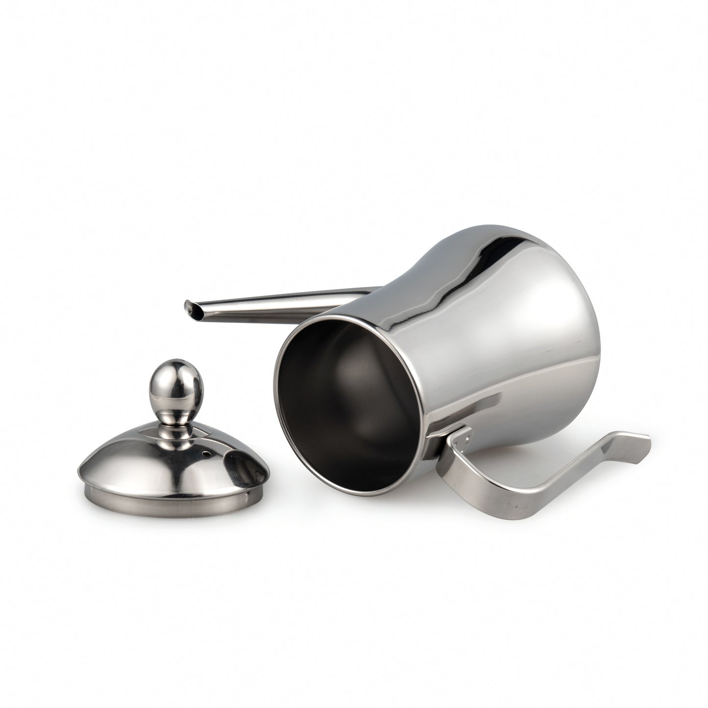 IMEEA 33oz Stainless Steel Olive Oil Dispenser with removable lid displayed beside the bottle
