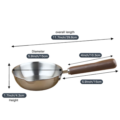 IMEEA mini omelet pan with 5.9-inch diameter, 1.7-inch height, and 11.7-inch total length