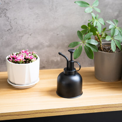Black SUS304 stainless steel plant mister with rust-resistant design for indoor plants and succulents
