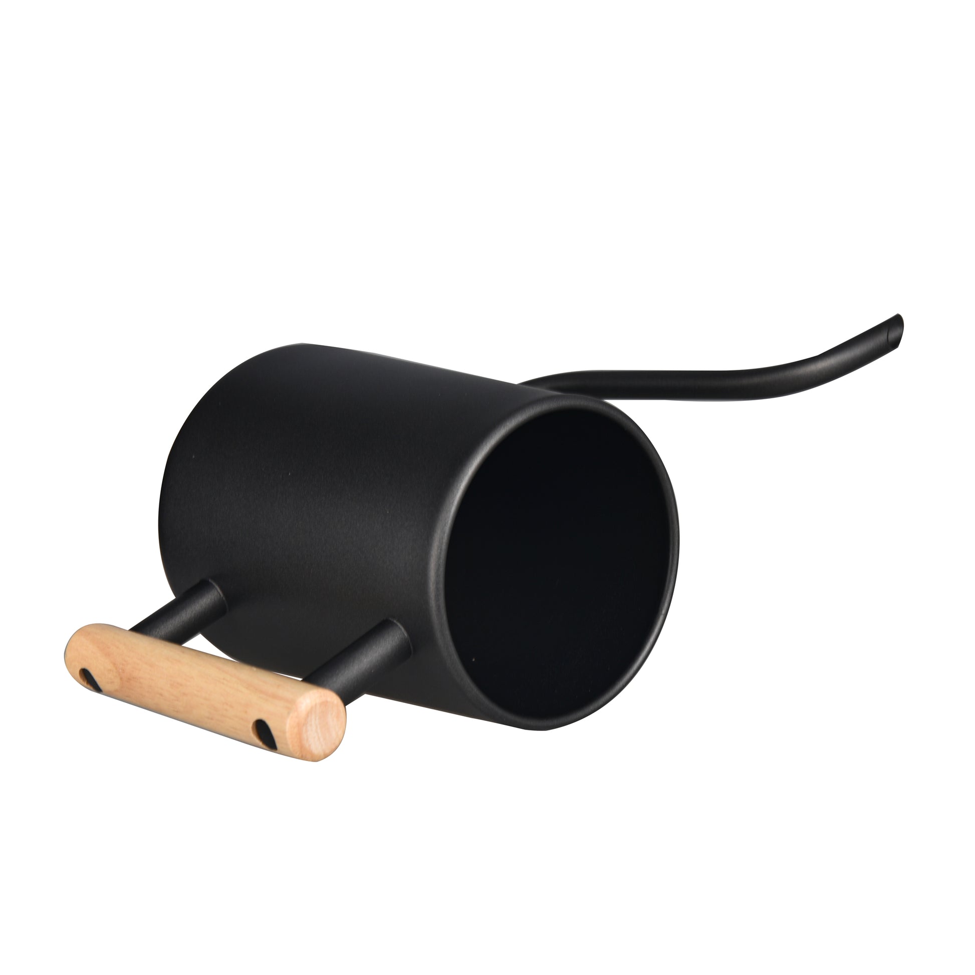 Black Stainless Steel Plant Watering Pot displayed horizontally