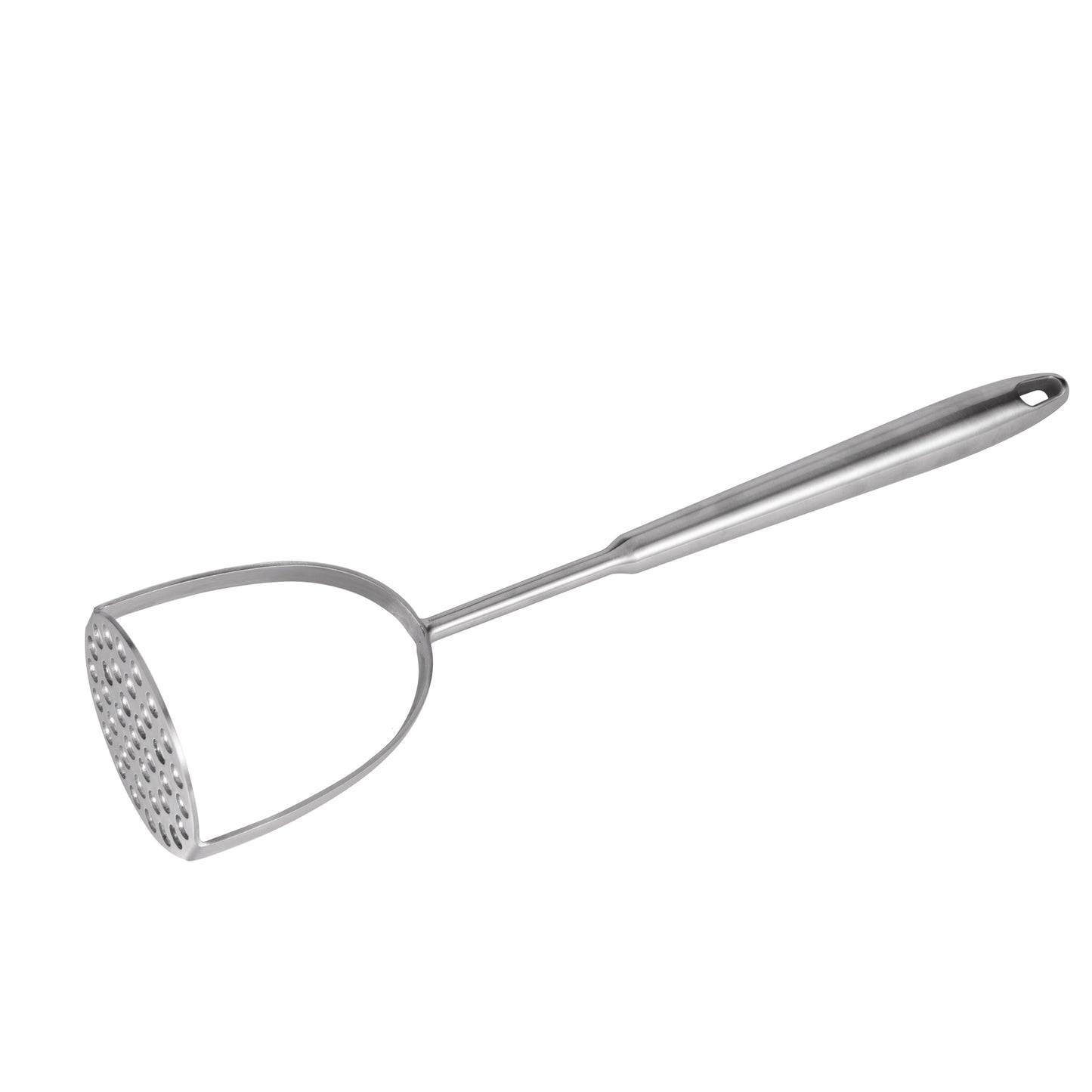 SUS304 Stainless Steel Potato Masher 13.8 inch with long handle and seamless one-piece design for efficient food mashing