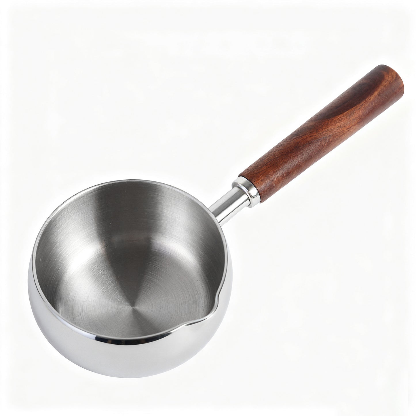 Pouring melted butter or sauces from IMEEA 3-layer stainless steel mini saucepan with spout