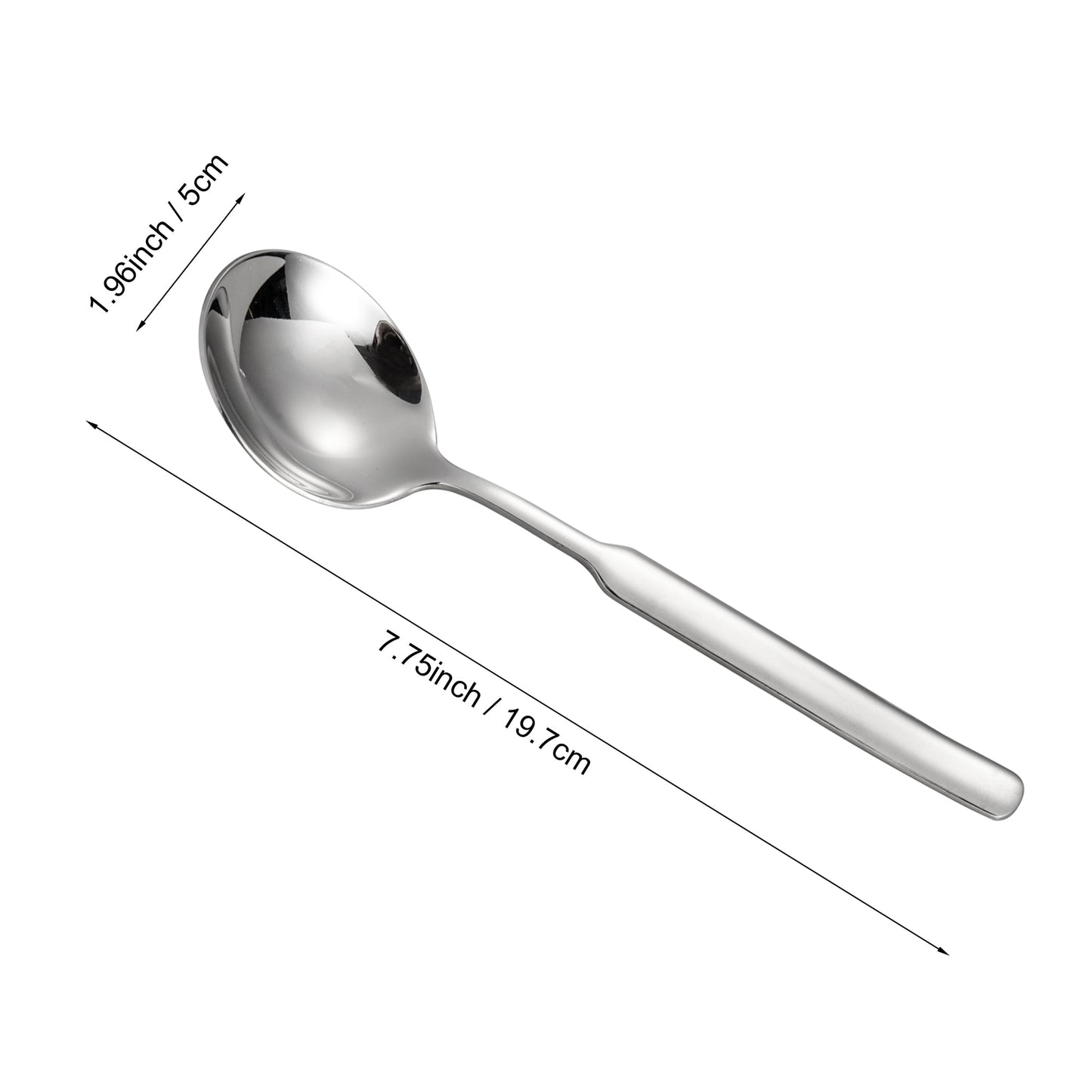 IMEEA 316 Stainless Steel Round Bowl Dinner Spoons with 7.75-inch length and 1.96-inch width