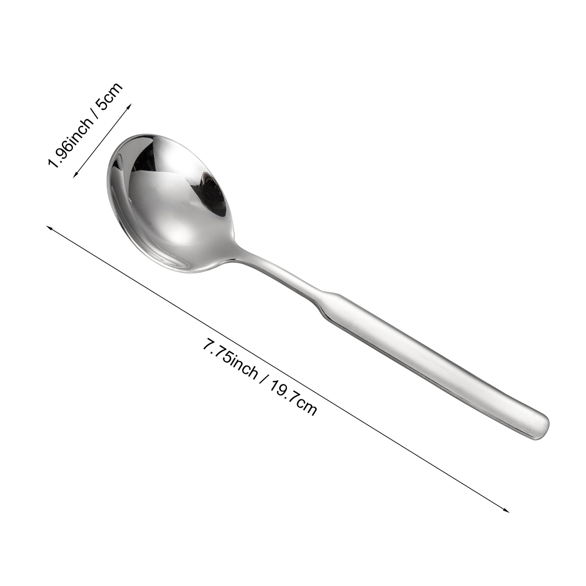 IMEEA 316 Stainless Steel Round Bowl Dinner Spoons with 7.75-inch length and 1.96-inch width