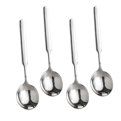 IMEEA Round Bowl soup Spoons made of 316 Stainless Steel with Long Handles, 7.75-inch size, set of 4