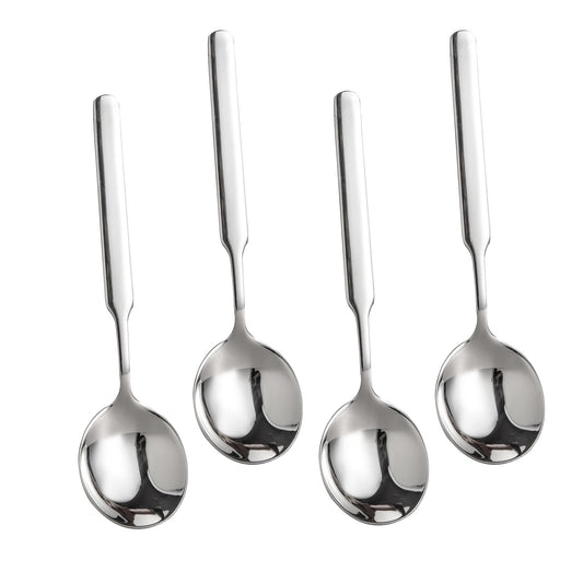 IMEEA Round Bowl soup Spoons made of 316 Stainless Steel with Long Handles, 7.75-inch size, set of 4