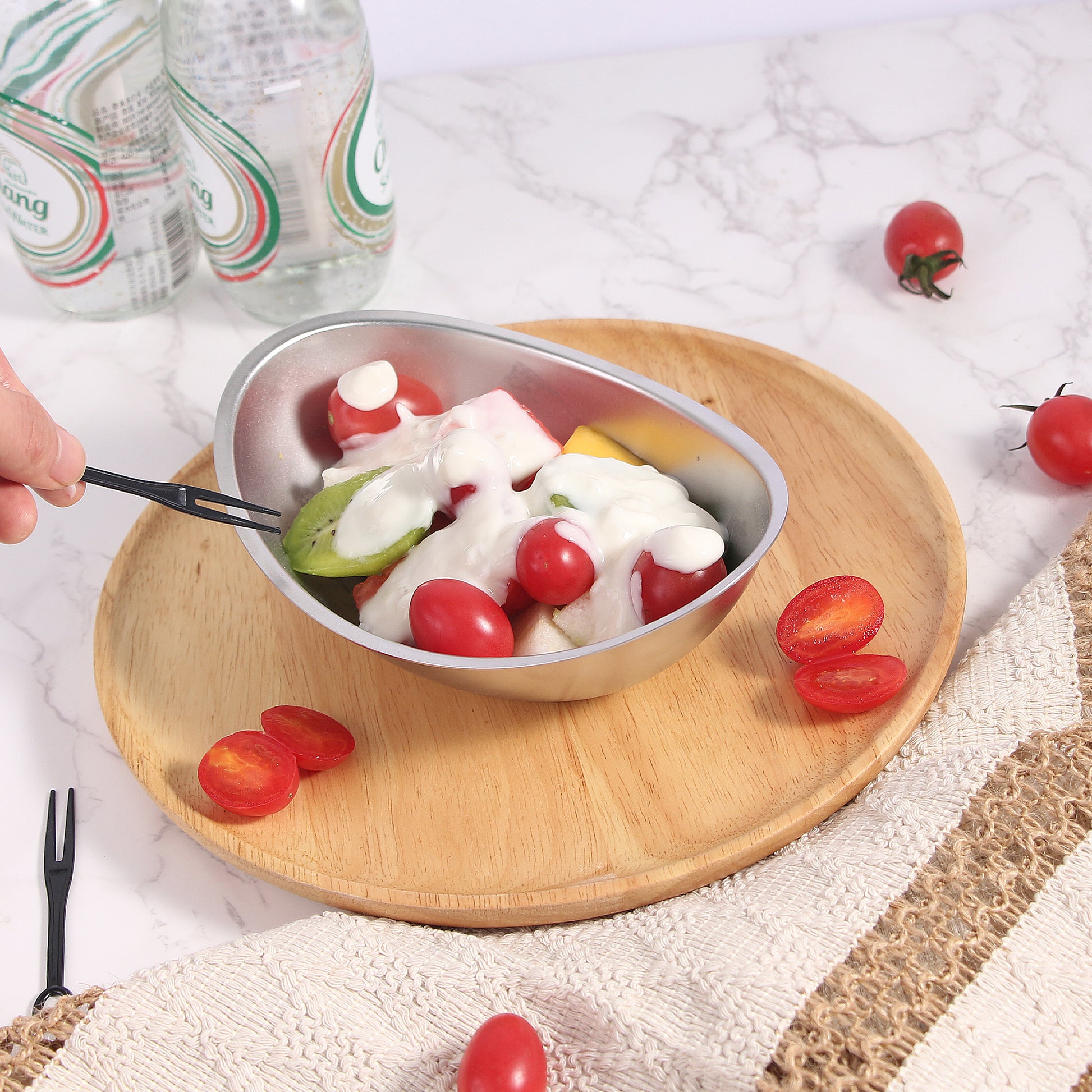 IMEEA SUS304 Stainless Steel Dipping Bowl filled with salad for versatile kitchen serving