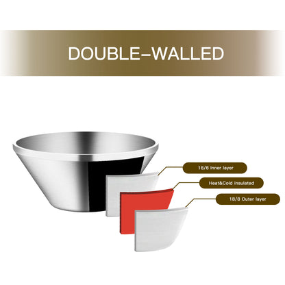 IMEEA Double Wall Stainless Steel Salad Bowl with 18/8 stainless steel inner and outer layers for hot and cold insulation