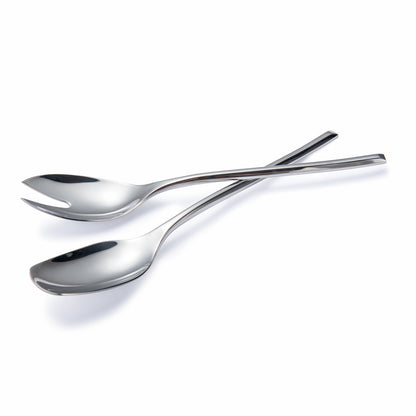 IMEEA Salad Servers 18/10 Stainless Steel Salad Serving Spoon and Fork Set stacked together