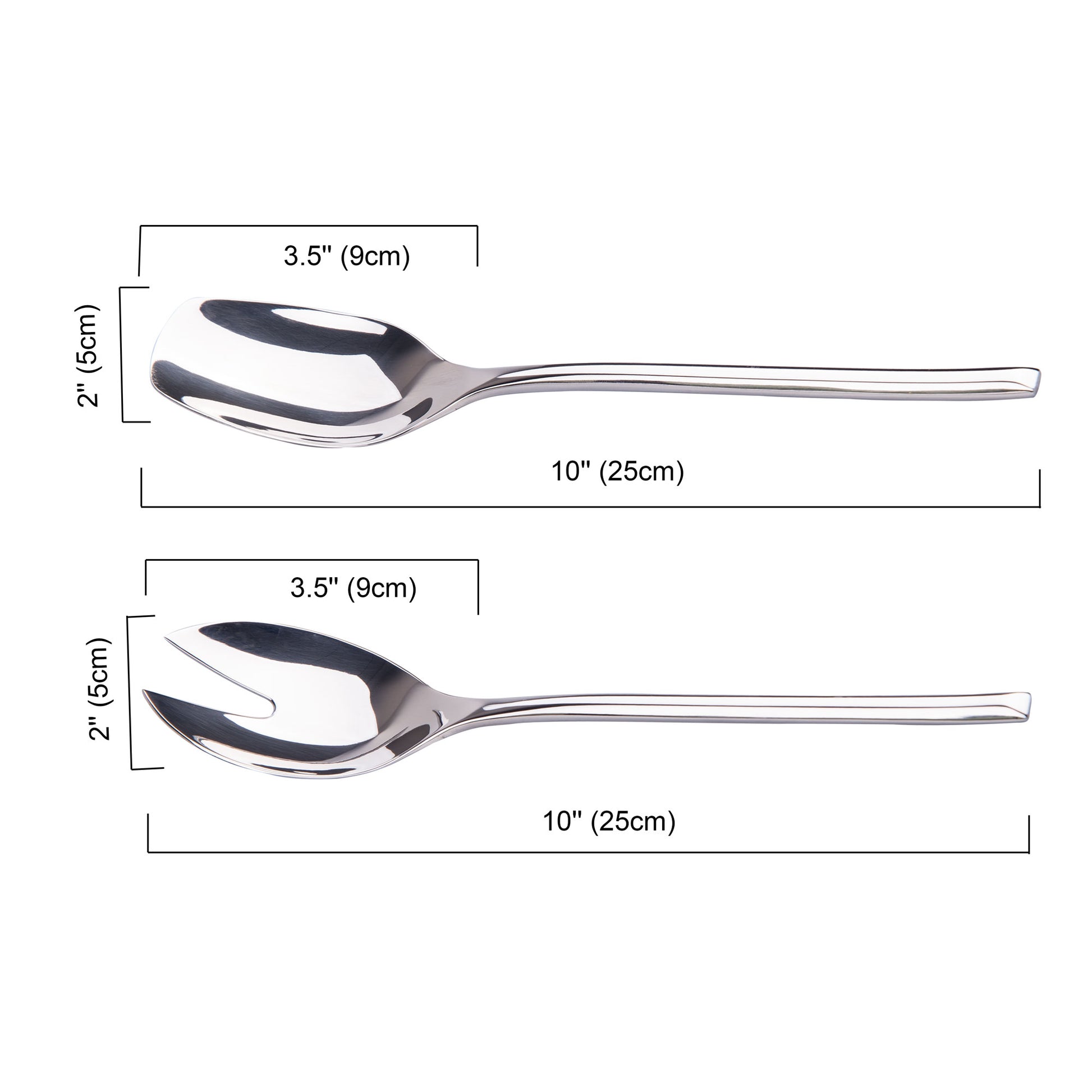IMEEA Salad Servers 18/10 Stainless Steel with 10inch length and 2inch spoon head width dimensions