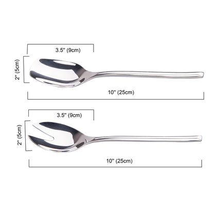 IMEEA Salad Servers 18/10 Stainless Steel with 10inch length and 2inch spoon head width dimensions