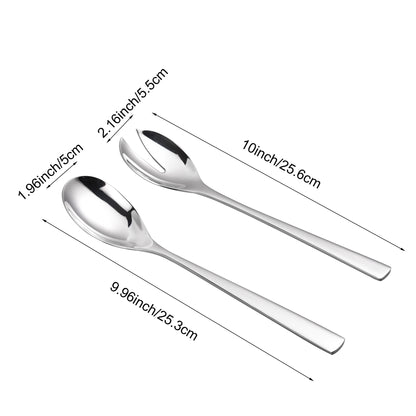 IMEEA Stainless Steel Salad Servers showing spoon and fork length measurements