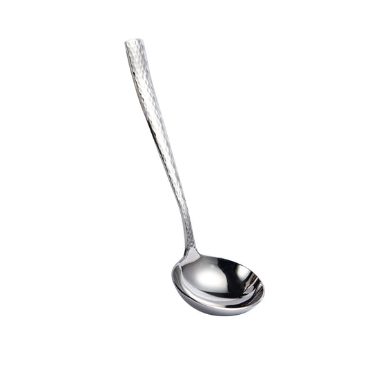 IMEEA hammered stainless steel sauce ladle with a 7.67-inch design and elegant hammered handle