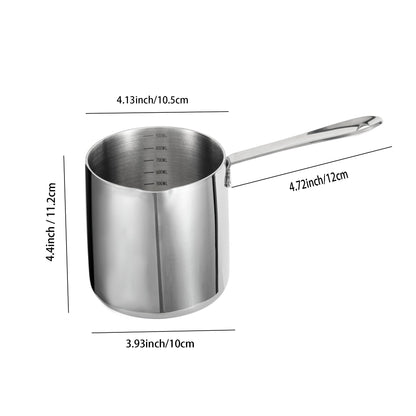 IMEEA 18/10 Stainless Steel Saucepan size diagram showing product dimensions and measurements