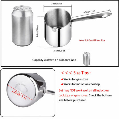 300ml Stainless Steel Butter Warmer capacity display with compact size comparison