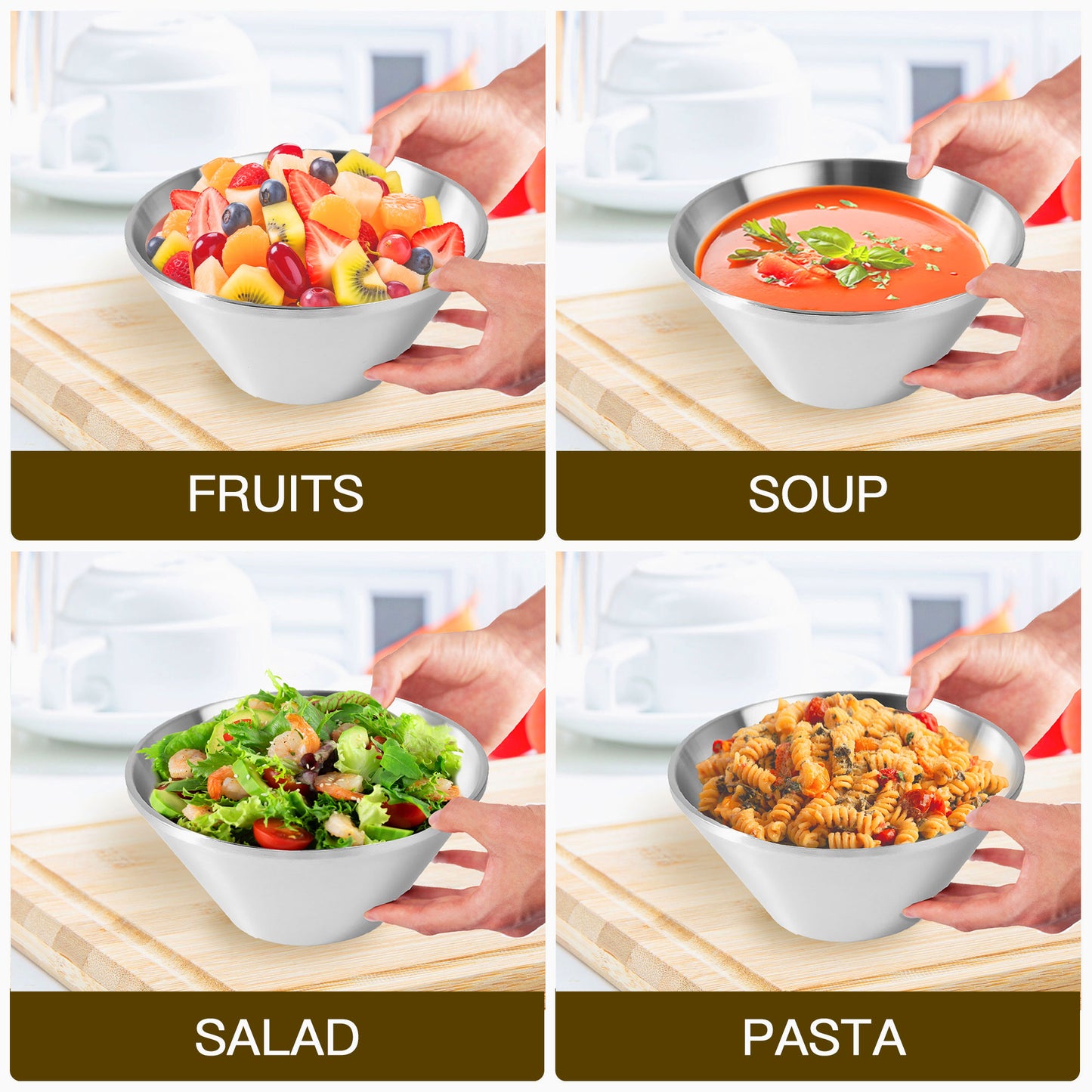 IMEEA Stainless Steel Bowl for serving fruit, soup, salad, and pasta