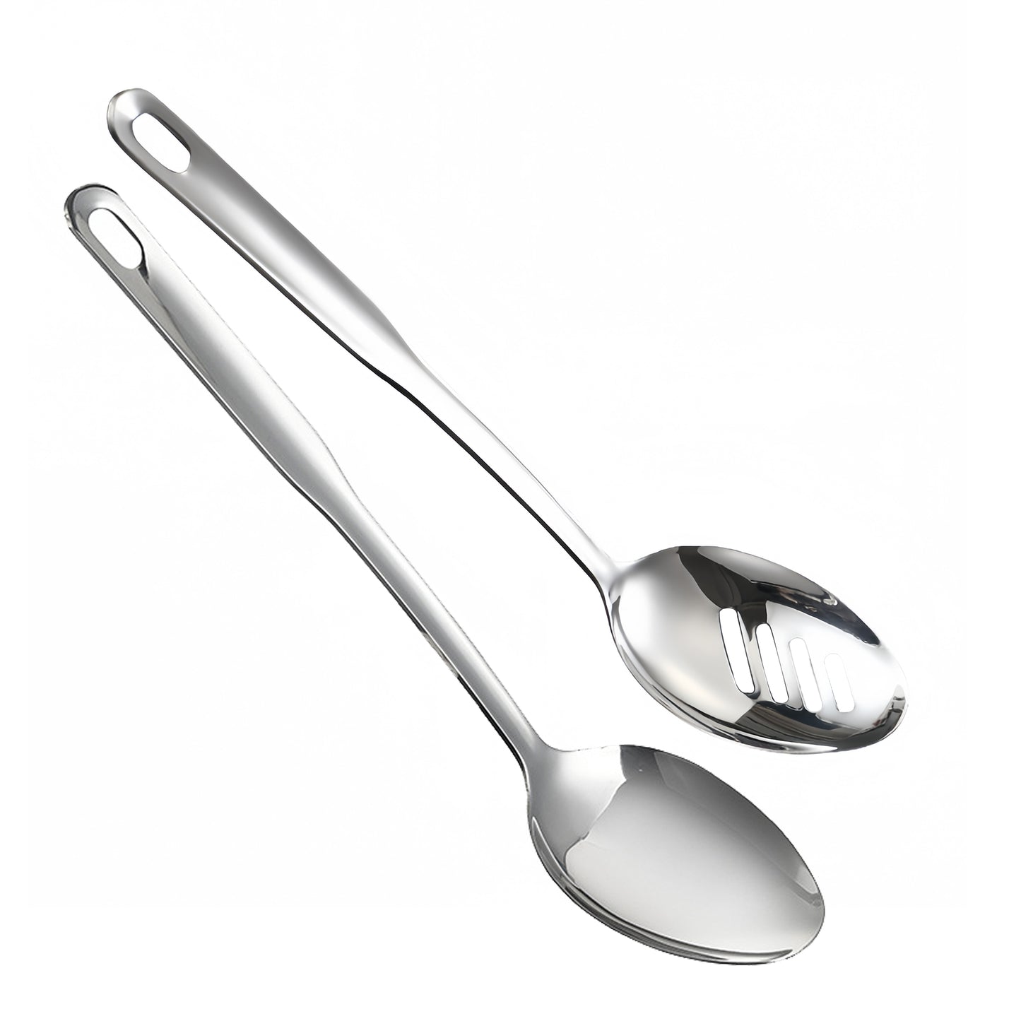 IMEEA Large SUS304 Stainless Steel Serving Spoon & Slotted Spoon, 12.8-Inch Long Handle