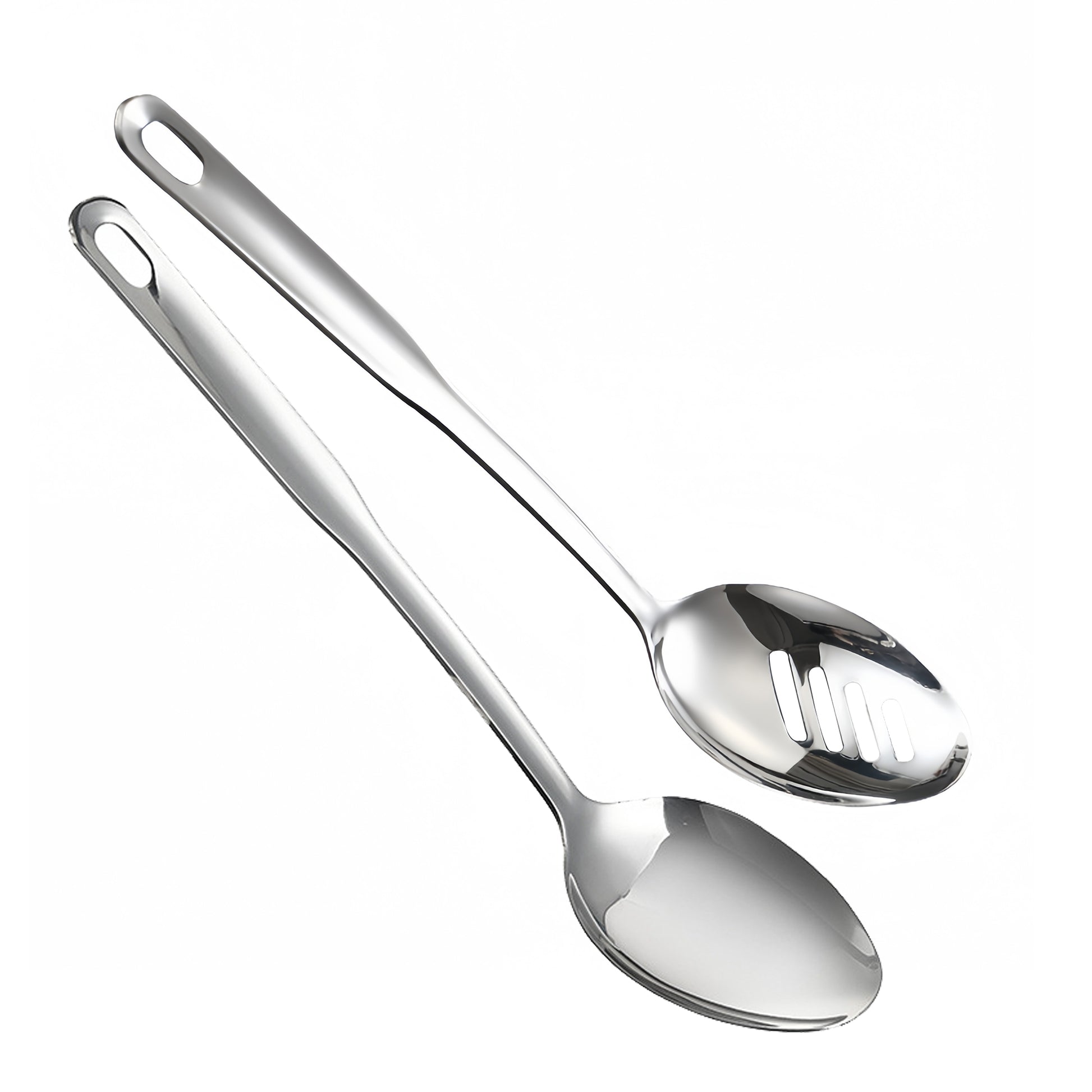 IMEEA Large SUS304 Stainless Steel Serving Spoon & Slotted Spoon, 12.8-Inch Long Handle