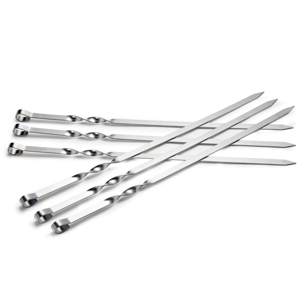 IMEEA 21.7-Inch Flat Stainless Steel Shish Kabob Skewers with Nonslip Ring Handle – Set of 6