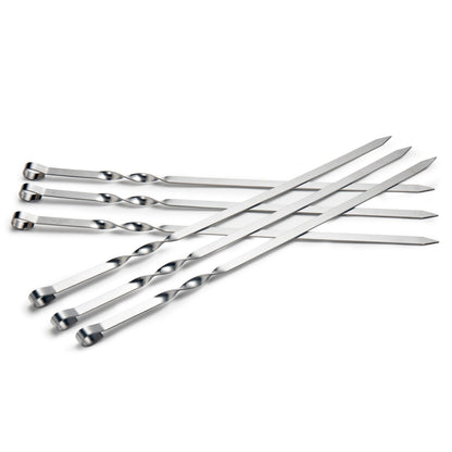 IMEEA 21.7-Inch Flat Stainless Steel Shish Kabob Skewers with Nonslip Ring Handle – Set of 6