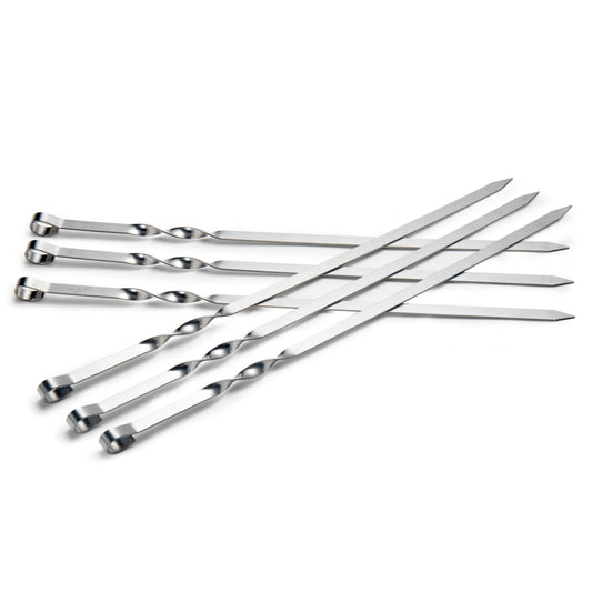 IMEEA 21.7-Inch Flat Stainless Steel Shish Kabob Skewers with Nonslip Ring Handle – Set of 6