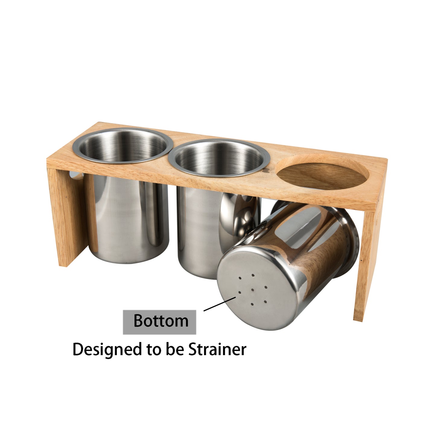 Silverware Caddy with bottom drainage holes for keeping utensil holders dry