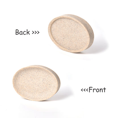 IMEEA Beige Resin Soap Dish with front and back views showcasing its sleek and sturdy design