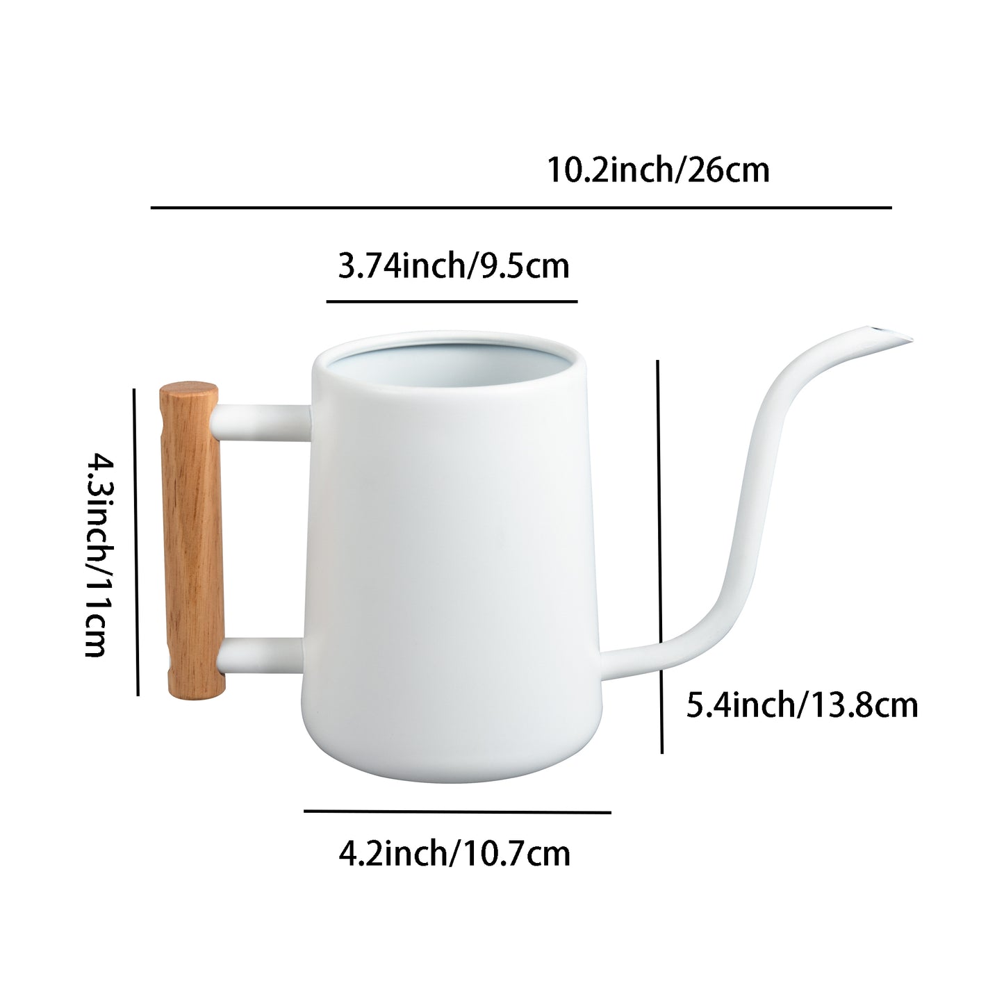 IMEA Plant Watering Pot size diagram showing the overall height of 5.4 inch with detailed measurement labels