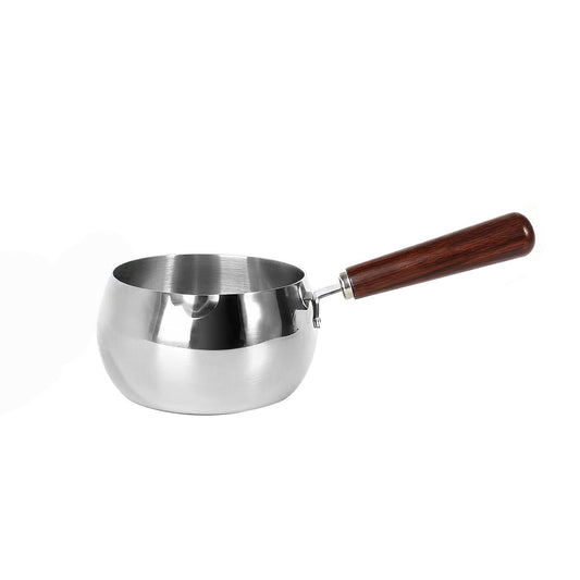 IMEEA 40oz Milk & Butter Warmer Pot SUS304 Stainless Steel Sauce Pot with Wooden Handle