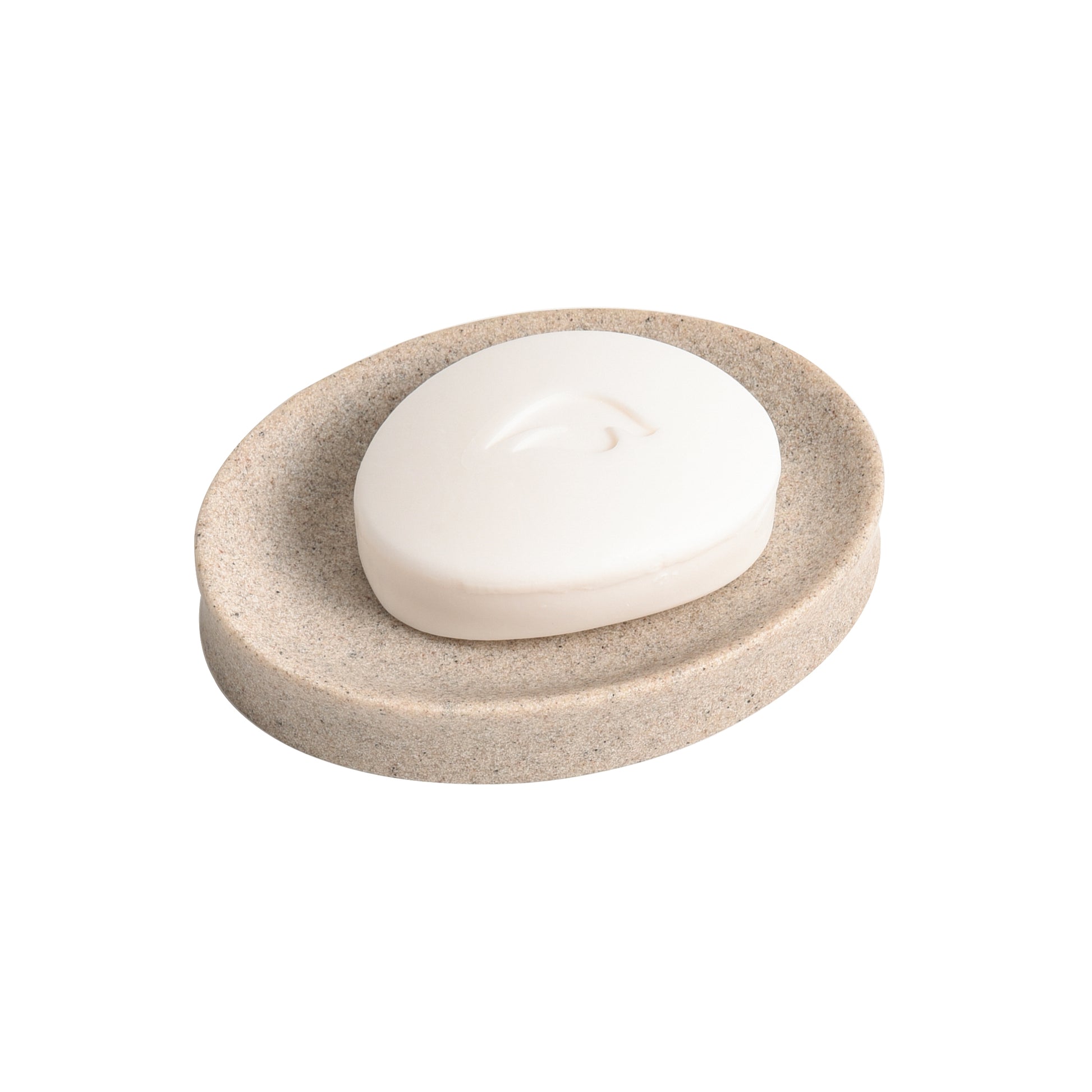 IMEEA Beige Resin Soap Dish with modern design for bathroom, kitchen sink, and countertop