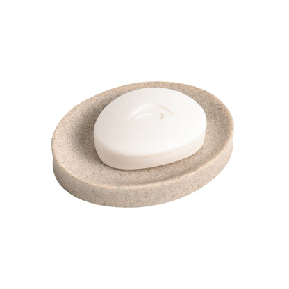IMEEA Beige Resin Soap Dish with modern design for bathroom, kitchen sink, and countertop