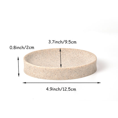 IMEEA Resin Soap Dish with detailed measurements showing compact 4.9-inch by 0.8-inch size