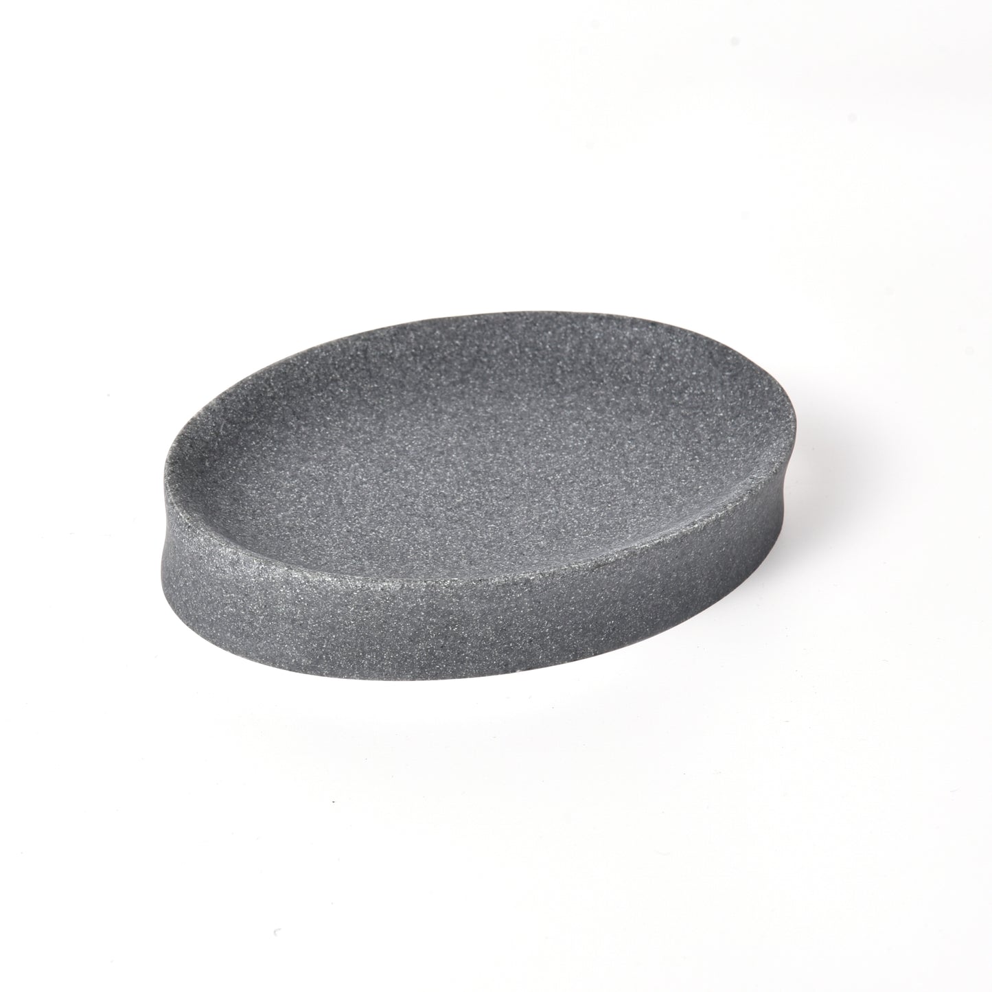 IMEEA Grey Resin Soap Dish featuring a modern stone-like texture and elegant bathroom countertop style