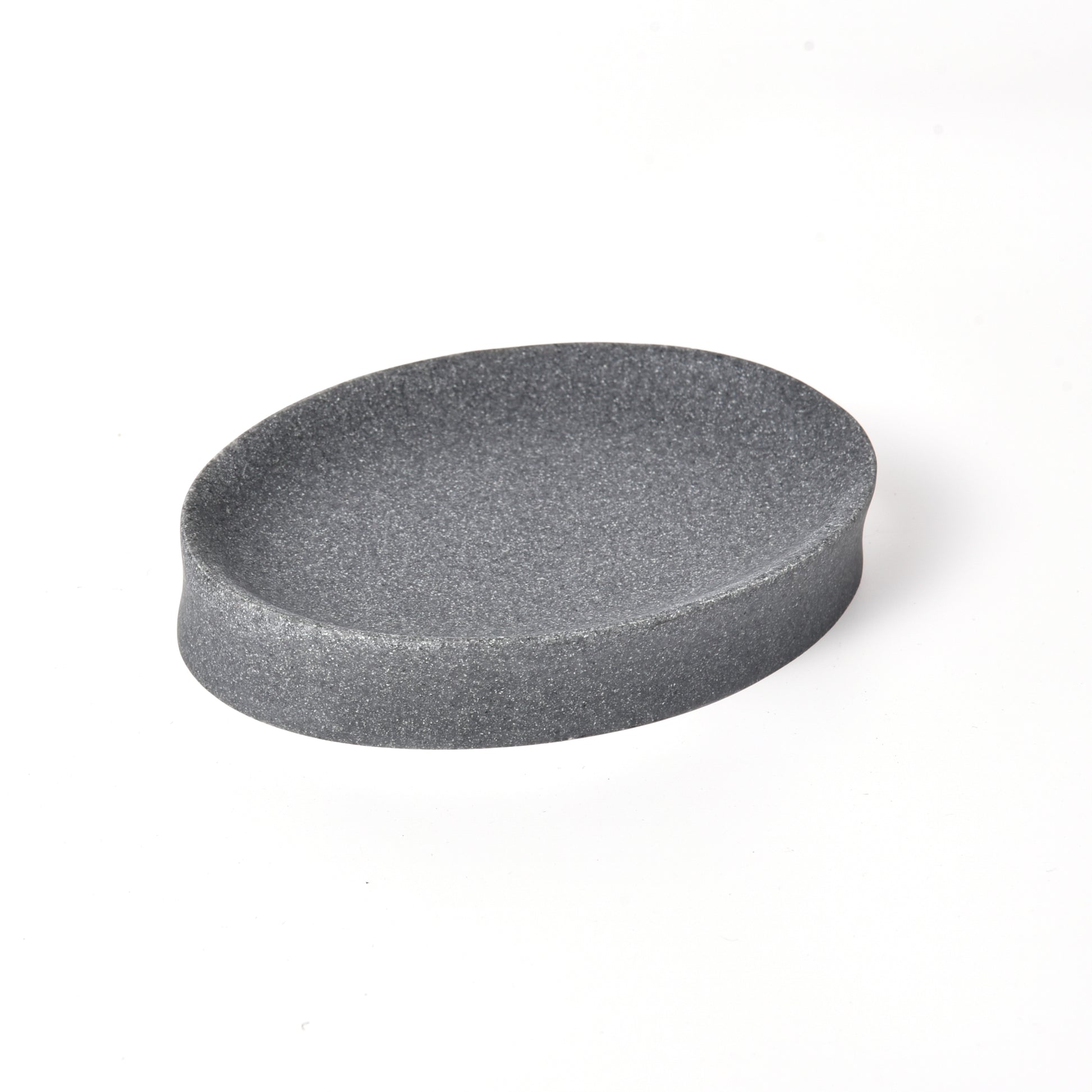 IMEEA Grey Resin Soap Dish featuring a modern stone-like texture and elegant bathroom countertop style
