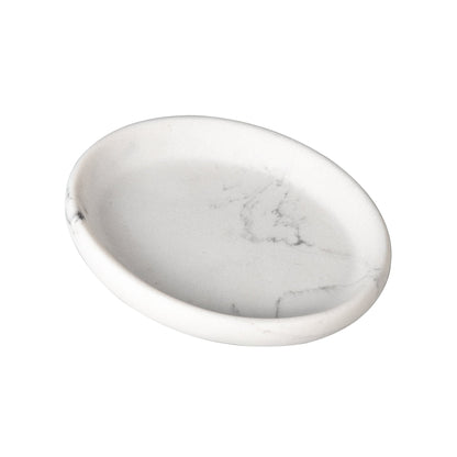 IMEEA Marble Look Resin Soap Dish 5.2inch Oval Soap Tray for Bathroom and Kitchen Sink
