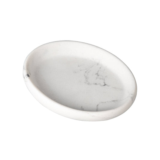 IMEEA Marble Look Resin Soap Dish 5.2inch Oval Soap Tray for Bathroom and Kitchen Sink