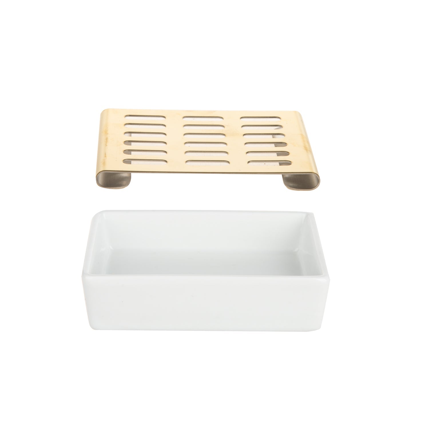 IMEEA SUS304 Stainless Steel Soap Dish 3.9inch Gold with removable design