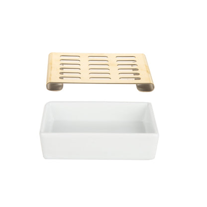 IMEEA SUS304 Stainless Steel Soap Dish 3.9inch Gold with removable design