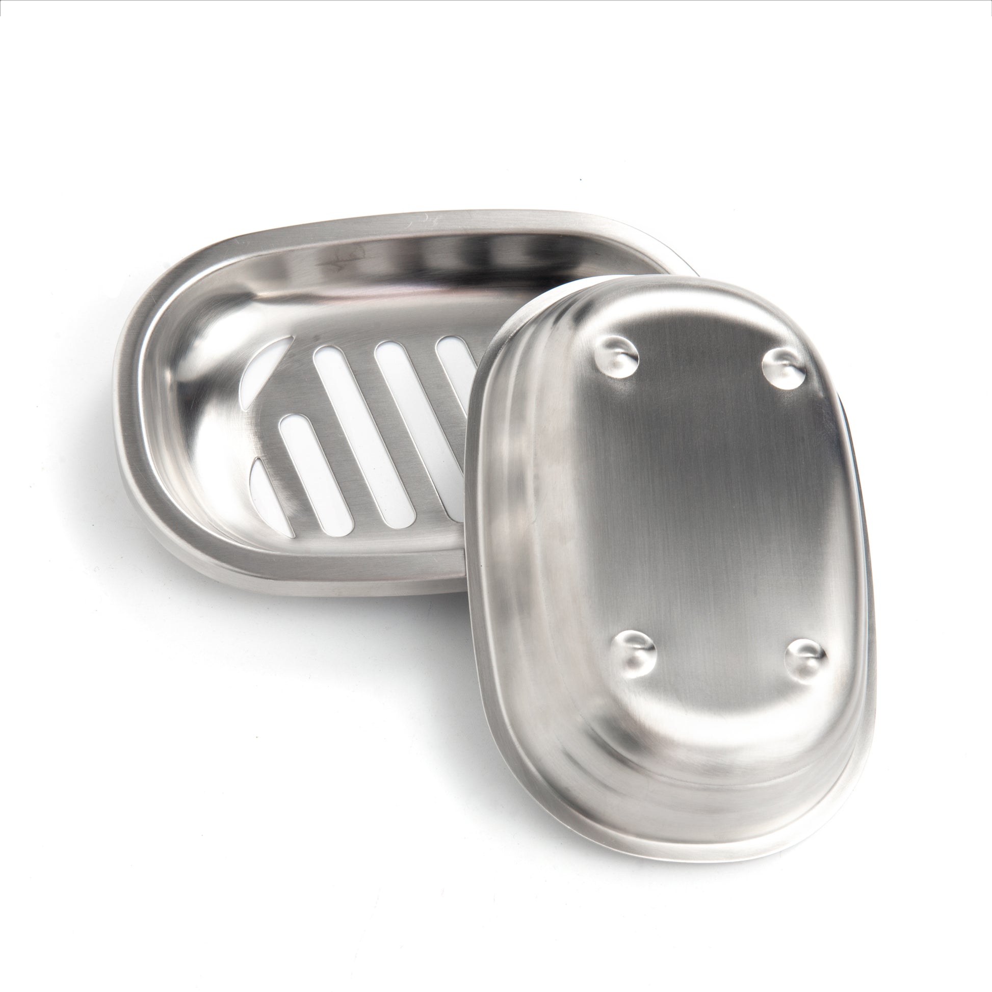 Removable Double Layer SUS304 Stainless Steel Soap Dish showing an easy-to-clean separated drainage design